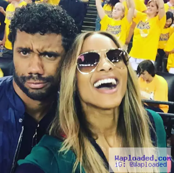 Ciara and Russell Wilson goofing off at the NBA finals